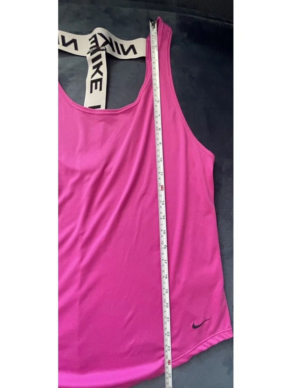NIKE Tank Top Womens M Pink T Strap Racerback Logo Dri-Fit Athletic Running